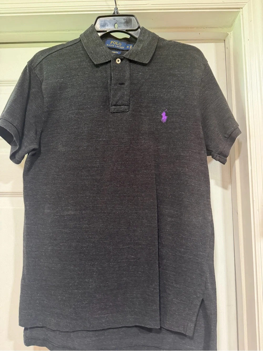 Ralph Lauren Dark Charcoal Polo with Purple Pony